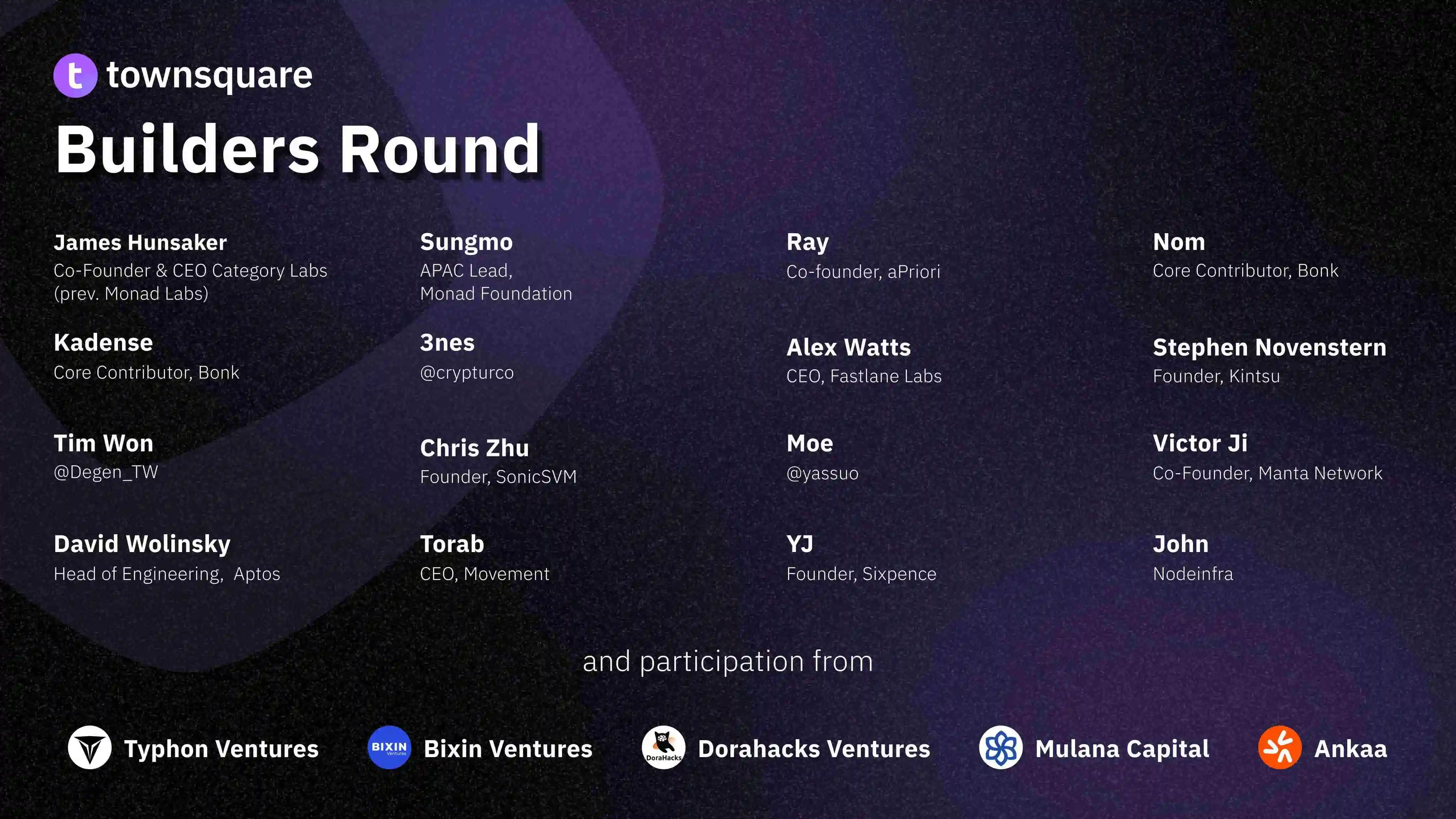 TownSquare完成Builders轮融资，Typhon Ventures及Bixin Ventures参投