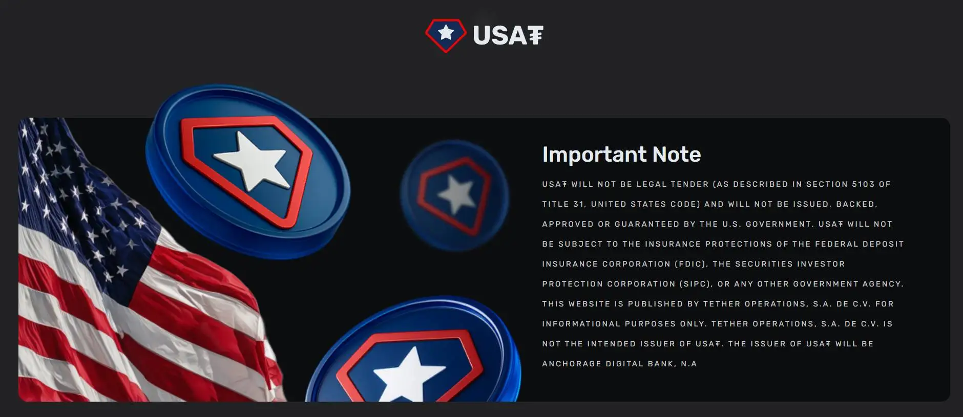 USAT官网声明：非法定货币，无政府背书及保险保障